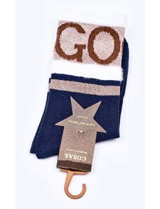 Kesi Dámské Bavlněné Ponožky GO-GO S Kožešinou COSAS Tmavě Modré
