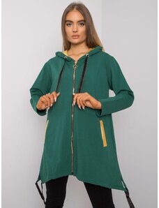 Fashionhunters Tmavě zelená mikina na zip s kapsami