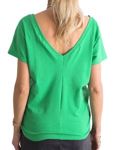 Fashionhunters Zelené tričko s výstřihem vzadu