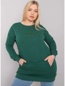 Fashionhunters Tmavě zelená mikina plus velikosti