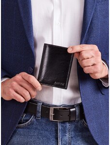 Fashionhunters Černá pánská kožená peněženka bez zapínání