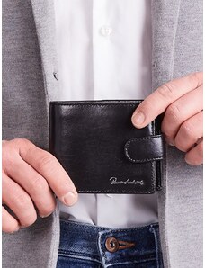 Fashionhunters Pánská horizontální černá kožená peněženka