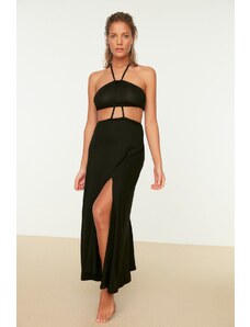 Trendyol Black Piping Lace-up Detailed Top and Bottom Set