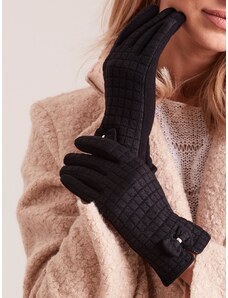 Fashionhunters Dámské černé kostkované rukavice