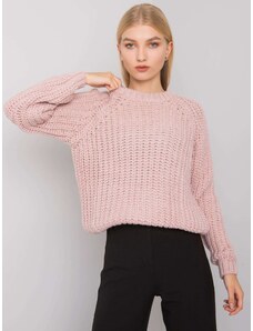 Fashionhunters RUE PARIS Světle růžový pletený svetr