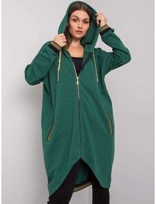 Fashionhunters Tmavě zelená bavlněná mikina s kapucí