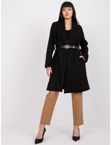 Fashionhunters Černý kabát s páskem Luna