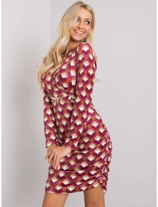 Fashionhunters Zaprášené růžové velurové šaty se vzory Montilla