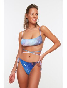 Trendyol Galaxy Pattern Bikini Bottoms With Tie Detail