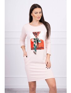 Kesi Šaty s grafikou 3D Pozoruhodné pudrově růžové