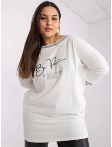 Fashionhunters Ecru žerzejová tunika plus size s aplikací Blanche