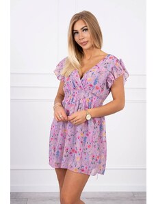 Kesi Květinové šaty s volánky fialové barvy