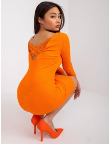 Fashionhunters Zářivě oranžové pruhované šaty Batumi RUE PARIS