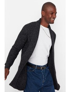 Trendyol Black Men's Regular Fit Shawl Collar Long Knitwear Cardigan