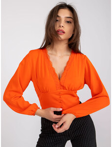 Fashionhunters Oranžová halenka s volnými rukávy od Agathe