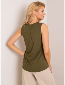 Fashionhunters Khaki dámský top s krajkou