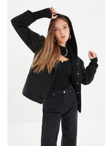 Trendyol Black Hooded Denim Jacket