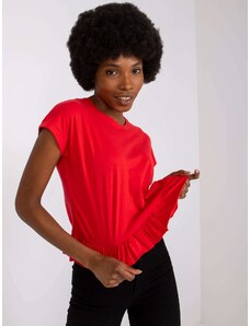 Fashionhunters Červené dámské tričko s volány Hierro