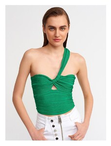 Dilvin 10168 One Shoulder Knitwear Bustier-green