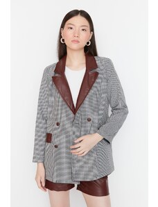 Trendyol Burgundy Double Breasted Woven Blazer Jacket