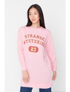 Trendyol Light Pink Printed Knitted Sweatshirt
