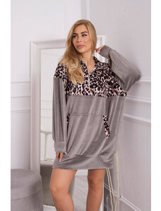 Kesi Velurové šaty s leopardím vzorem šedé