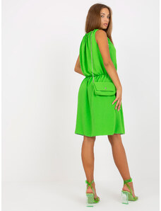 Fashionhunters Světle zelené vzdušné šaty jedné velikosti s gumou v pase