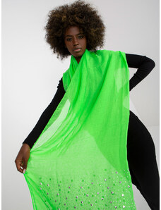 Fashionhunters Fluo zelený šátek s aplikací kamínků