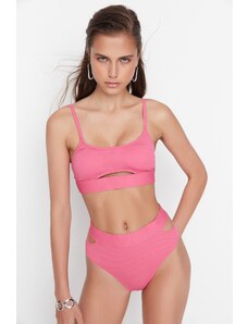 Trendyol Pink Textured Cut Out Detailed Bikini Bottoms