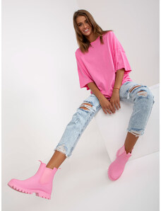 Fashionhunters Růžová dámská basic bavlněná halenka