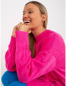Fashionhunters Fluo růžové minišaty pletené s copánky RUE PARIS