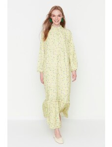 Trendyol Light Yellow Floral Half Pat Hem Frilly Lined Woven Dress