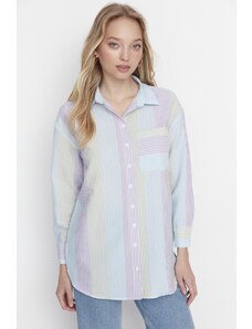 Trendyol Lilac Striped Woven Shirt