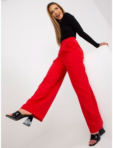 Fashionhunters Červené široké látkové kalhoty s kapsami