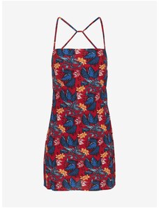 Tommy Hilfiger Modro-červené dámské květované krátké šaty na ramínka Tommy Jeans - Dámské