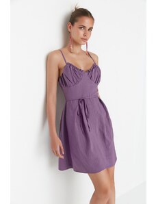 Trendyol fialové páskové šaty s páskem