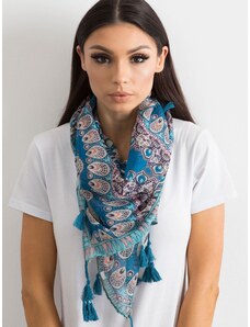 Fashionhunters Modrý šátek s etnickým potiskem