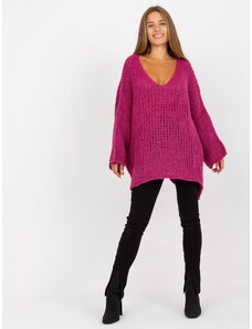 Fashionhunters Oversized fuchsiový svetr s přídavkem vlny OH BELLA