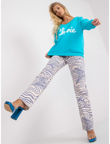 Fashionhunters Nadměrná modrobílá bavlněná mikina s potiskem