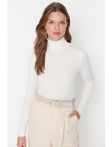 Trendyol Ecru Crop Premium příze / Speciální příze Základní pletený svetr