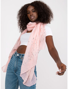 Fashionhunters Světle růžový dámský šátek s aplikací