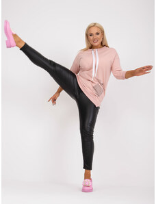 Fashionhunters Prašně růžová bavlněná tunika plus size velikosti s rozparky Sylviane