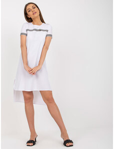 Fashionhunters Ležérní bílé šaty asymetrického střihu