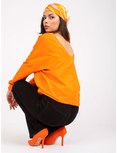 Fashionhunters Oranžová a černá mikinová tunika s potiskem