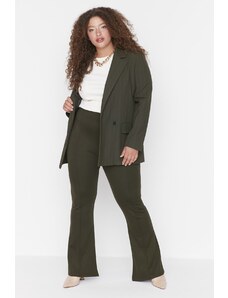 Trendyol Curve Khaki Rise Waist Flare Knitted Trousers