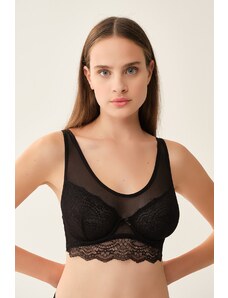 Dagi Black Underwire Laced Compression Bra