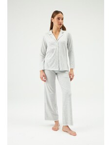 Dagi Gray Jacket Collar Pajama Top