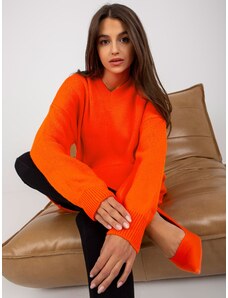 Fashionhunters Oranžové pletené oversize šaty RUE PARIS