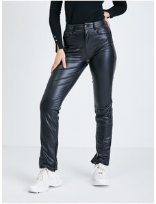 Černé dámské koženkové kalhoty Guess Caroline - Dámské