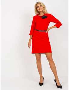 Fashionhunters Zářivě červené tužkové koktejlové šaty s páskem